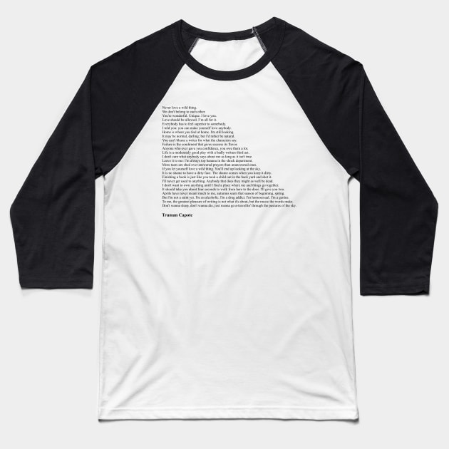 Truman Capote Quotes Baseball T-Shirt by qqqueiru